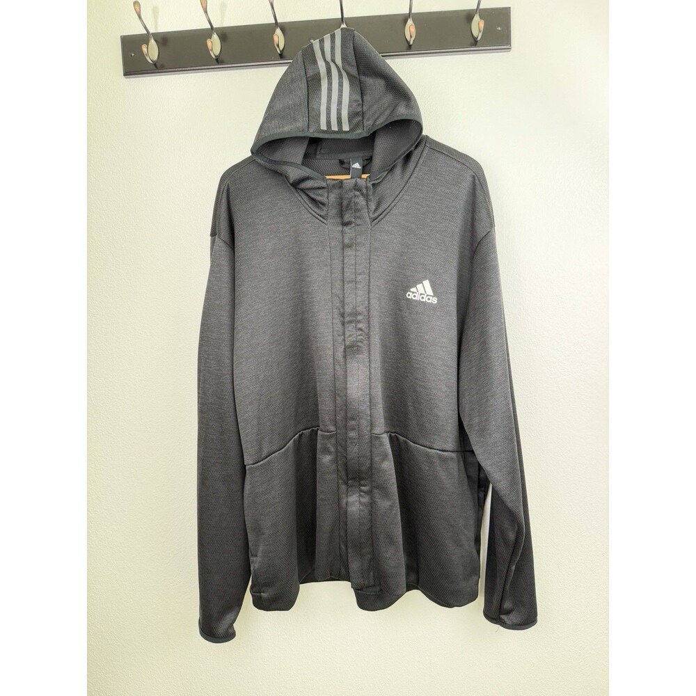 Adidas Full Zip Hoodie Climawarm Men's 3XL Team Issue Jacket Black 3 Stripe